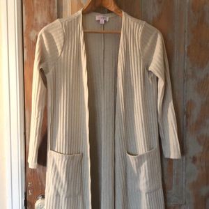 Lularoe “Sarah” Ivory Ribbed Cardigan Size Small